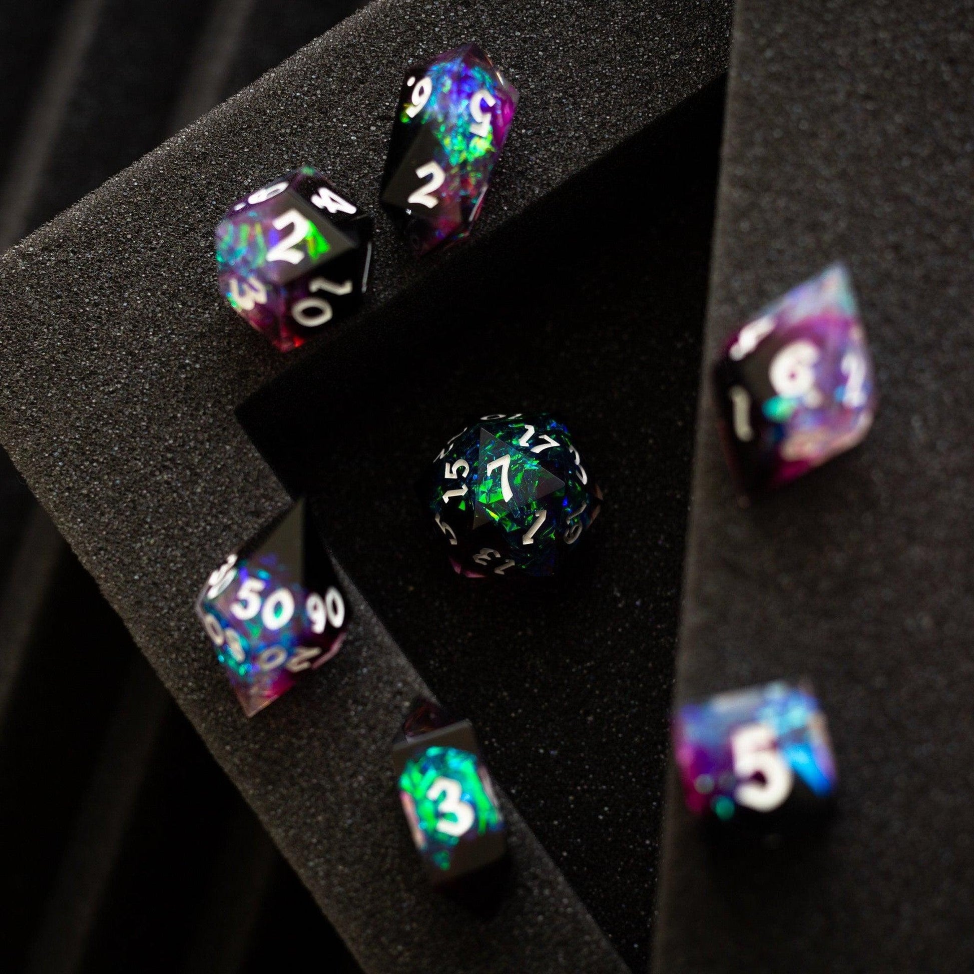 Lightning Handmade Resin DND Dice Set Runic Dice