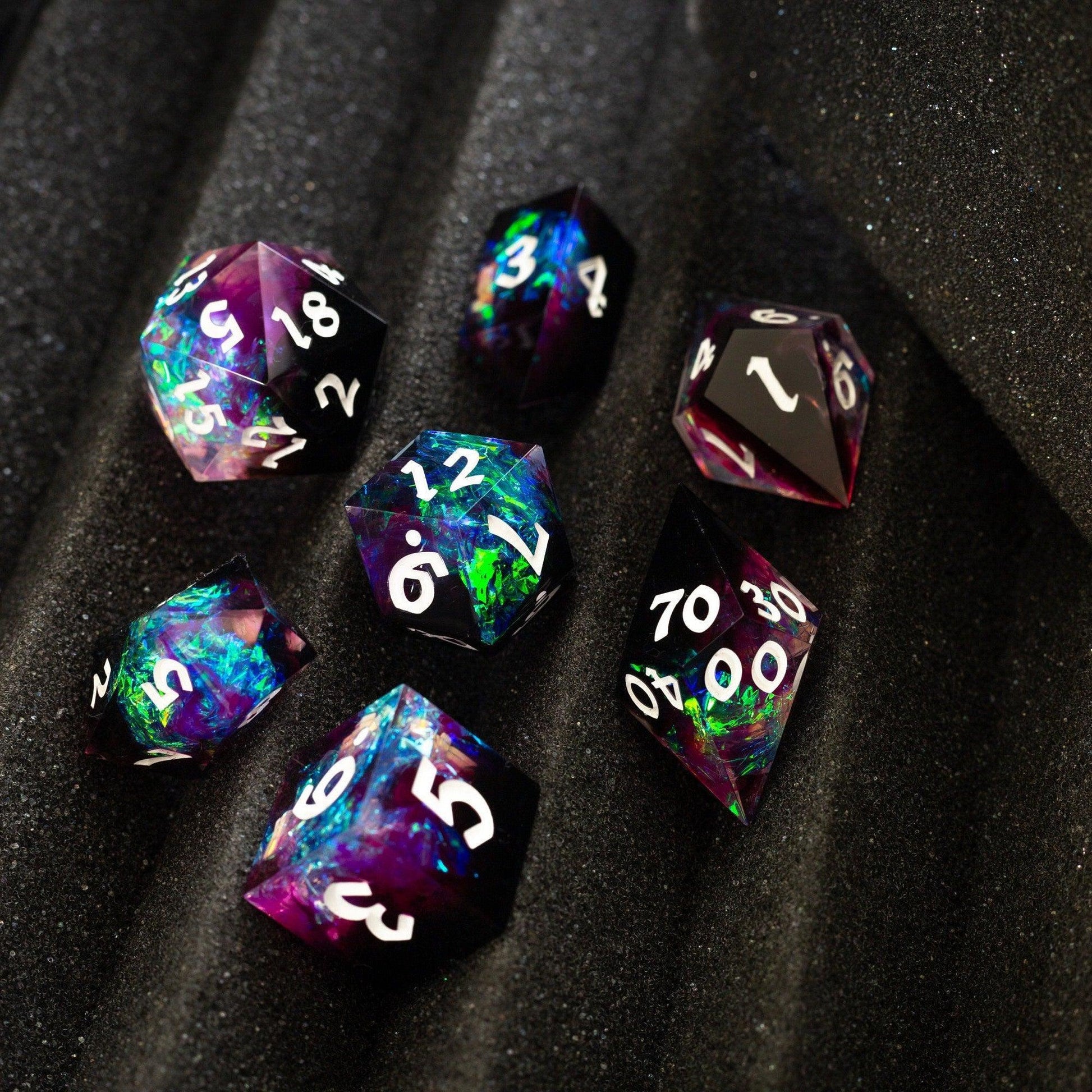 Lightning Handmade Resin DND Dice Set Runic Dice