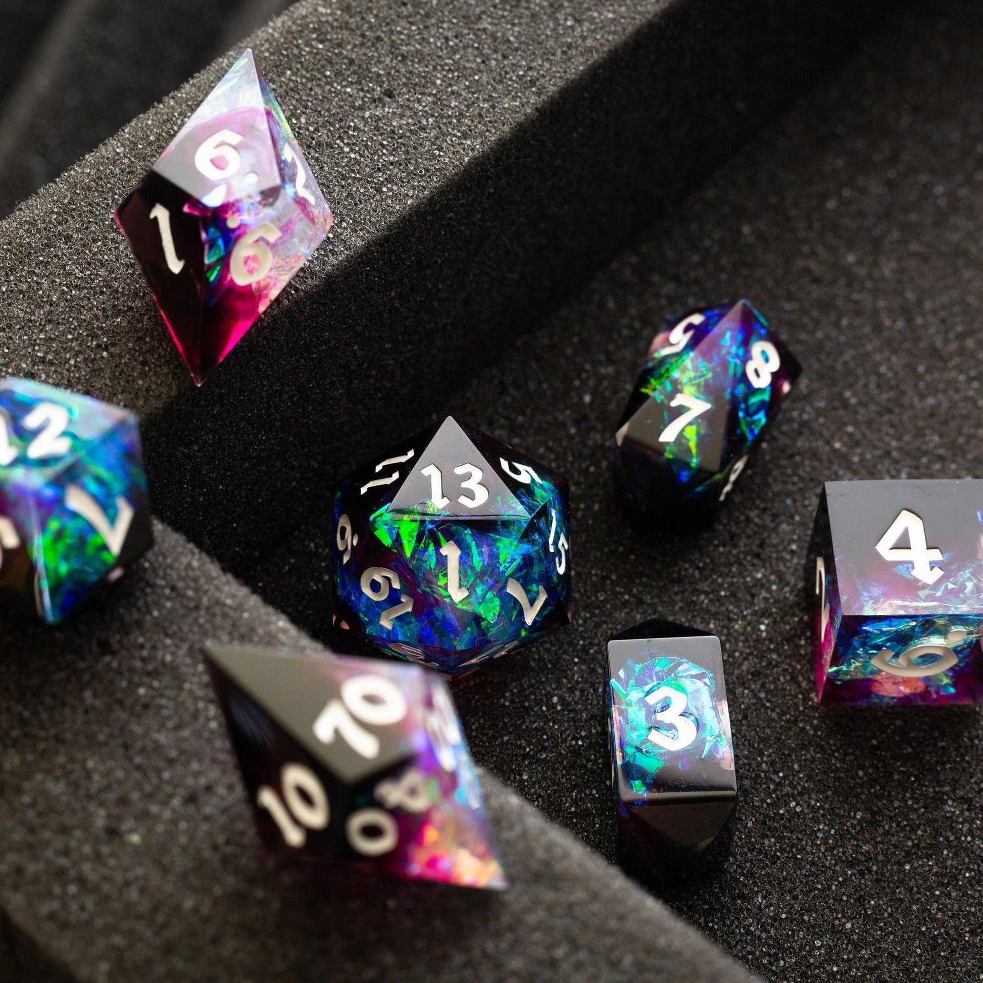Lightning Handmade Resin DND Dice Set Runic Dice