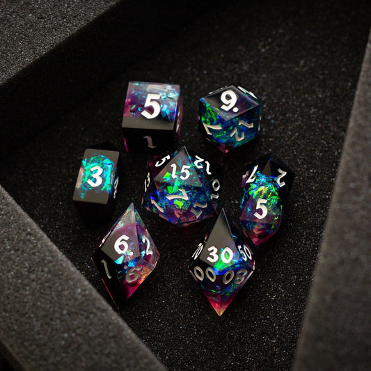 Lightning Handmade Resin DND Dice Set Runic Dice