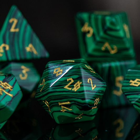 Malachite Stone Dice Set Misty Mountain Gaming