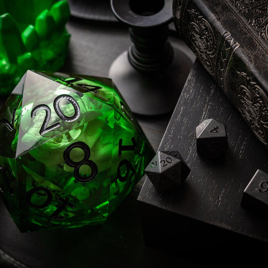Massive Green Skull Liquid Core 95MM Chonk Handmade Resin Dice And Box Runic Dice