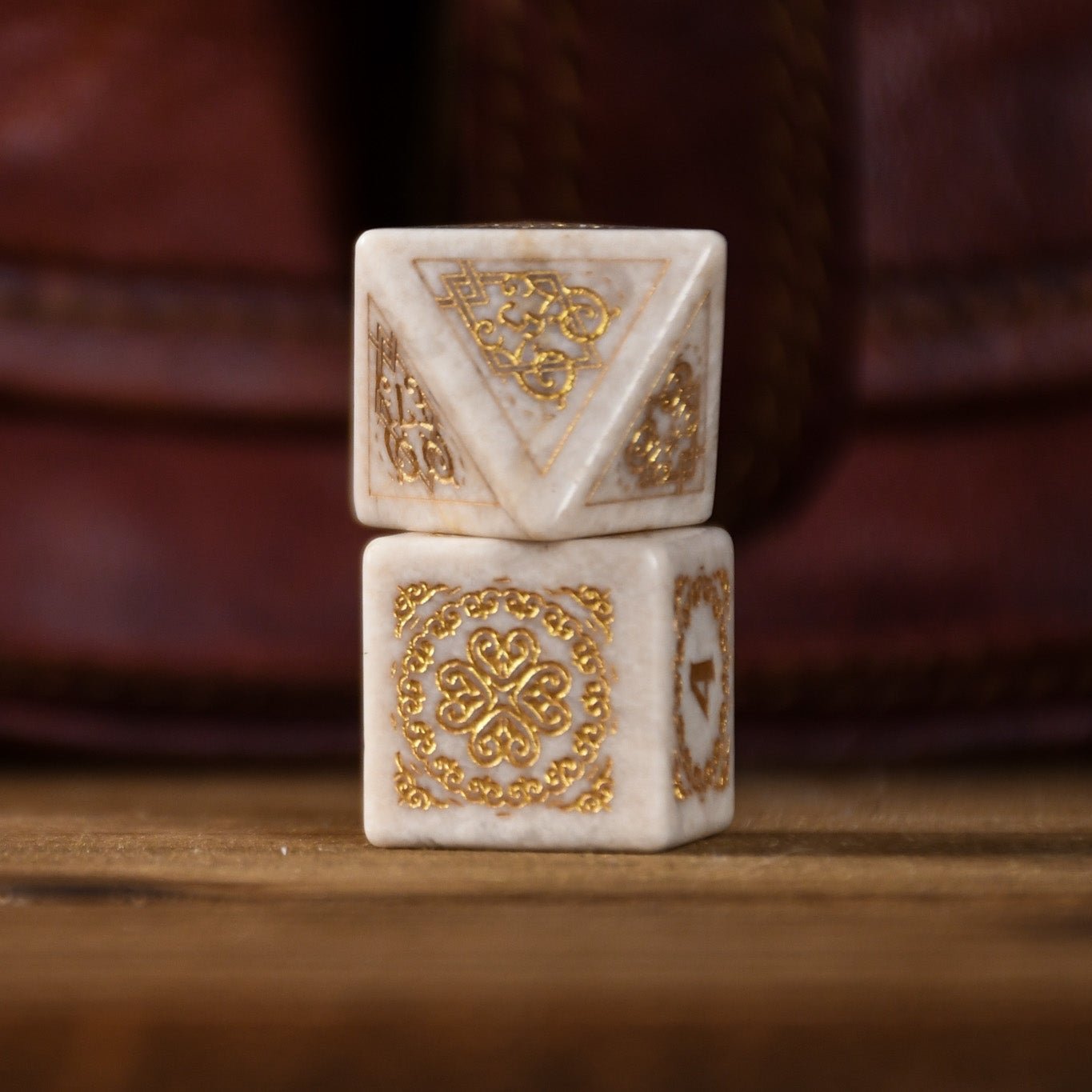 Mongolian White Opal Stone Dice Set - Dice Around the World Collection Misty Mountain Gaming