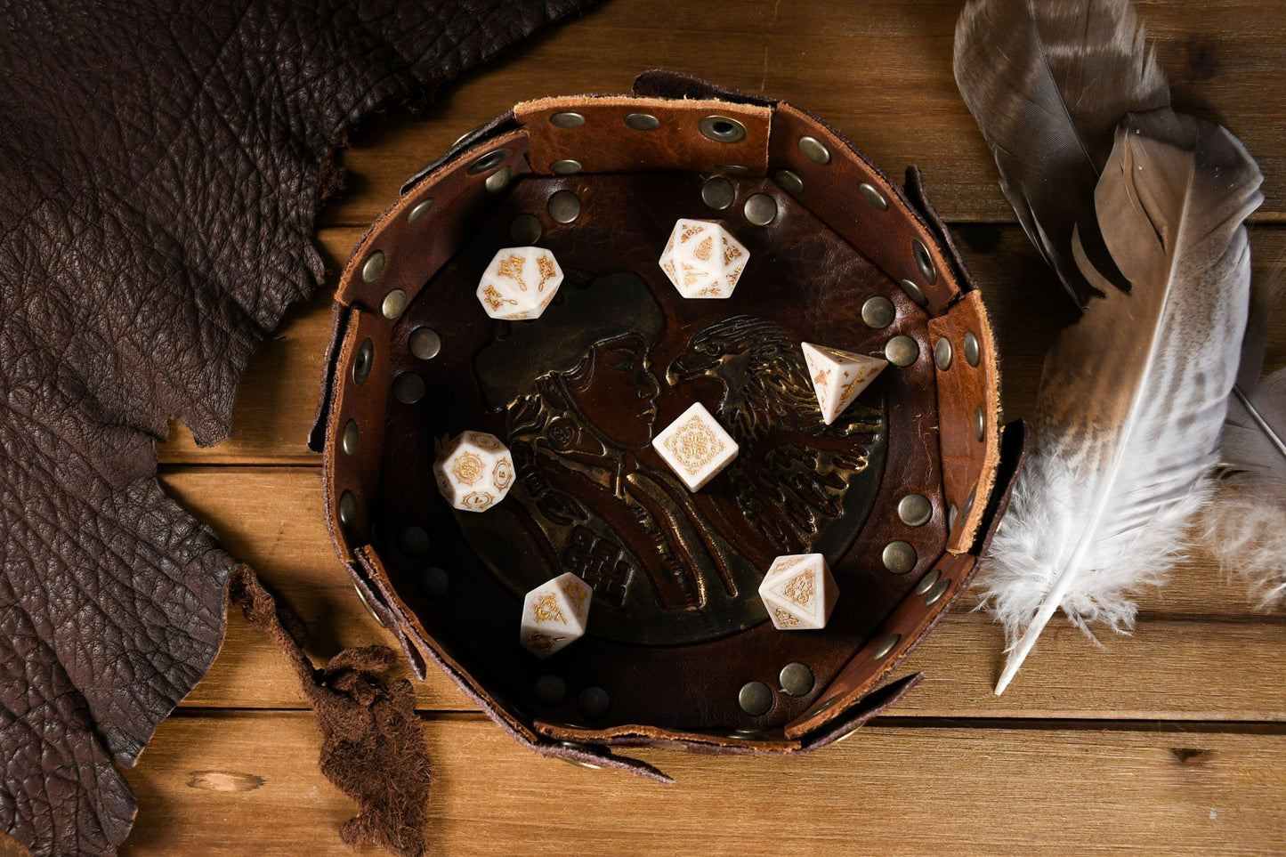 Mongolian White Opal Stone Dice Set - Dice Around the World Collection Misty Mountain Gaming