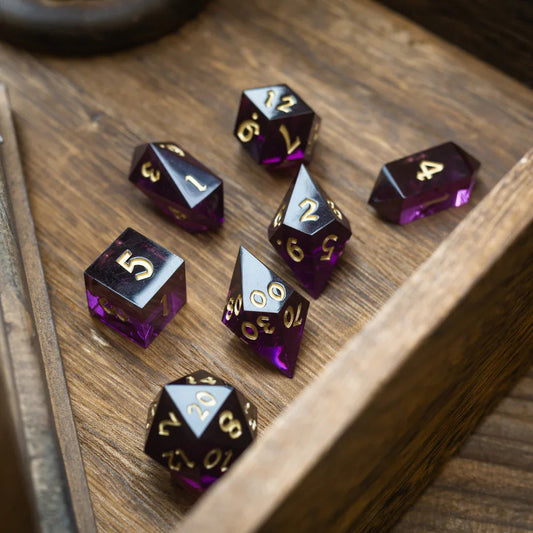 Mystic Violet Resin DND Dice Set Runic Dice