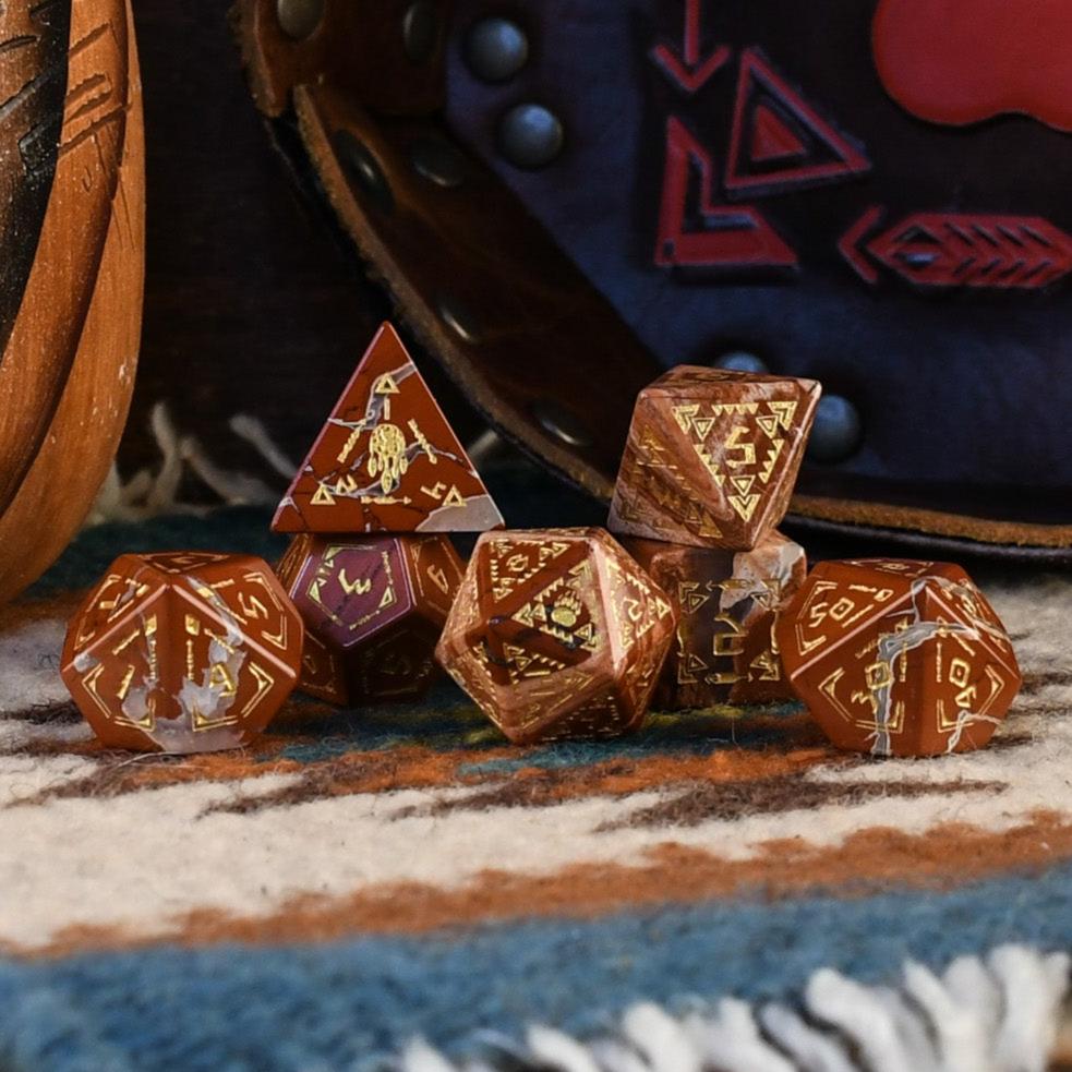 Navajo Red Jasper Stone Dice Set - Dice Around the World Collection Misty Mountain Gaming