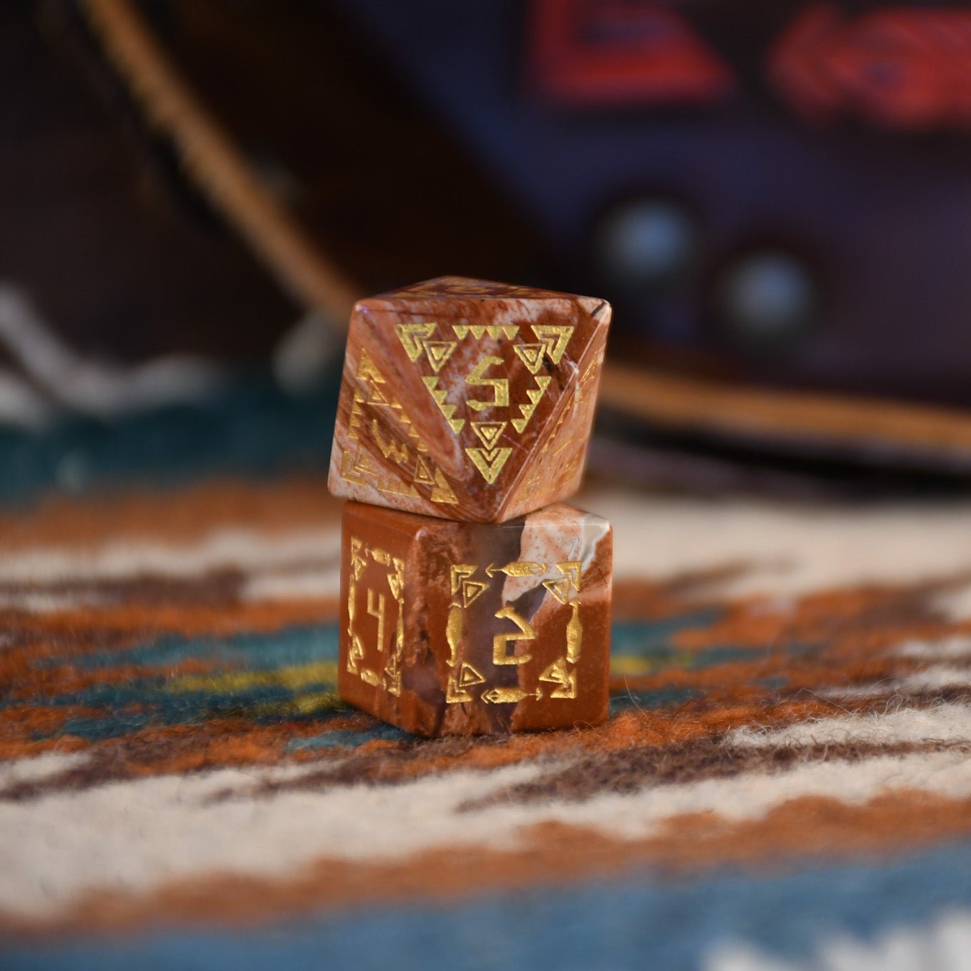 Navajo Red Jasper Stone Dice Set - Dice Around the World Collection Misty Mountain Gaming