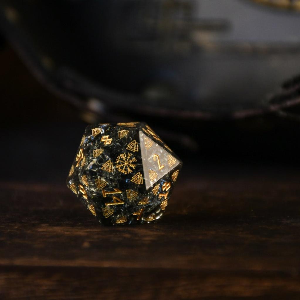 Nordic Black Shattered Glass Dice Set - Dice Around the World Collection Misty Mountain Gaming