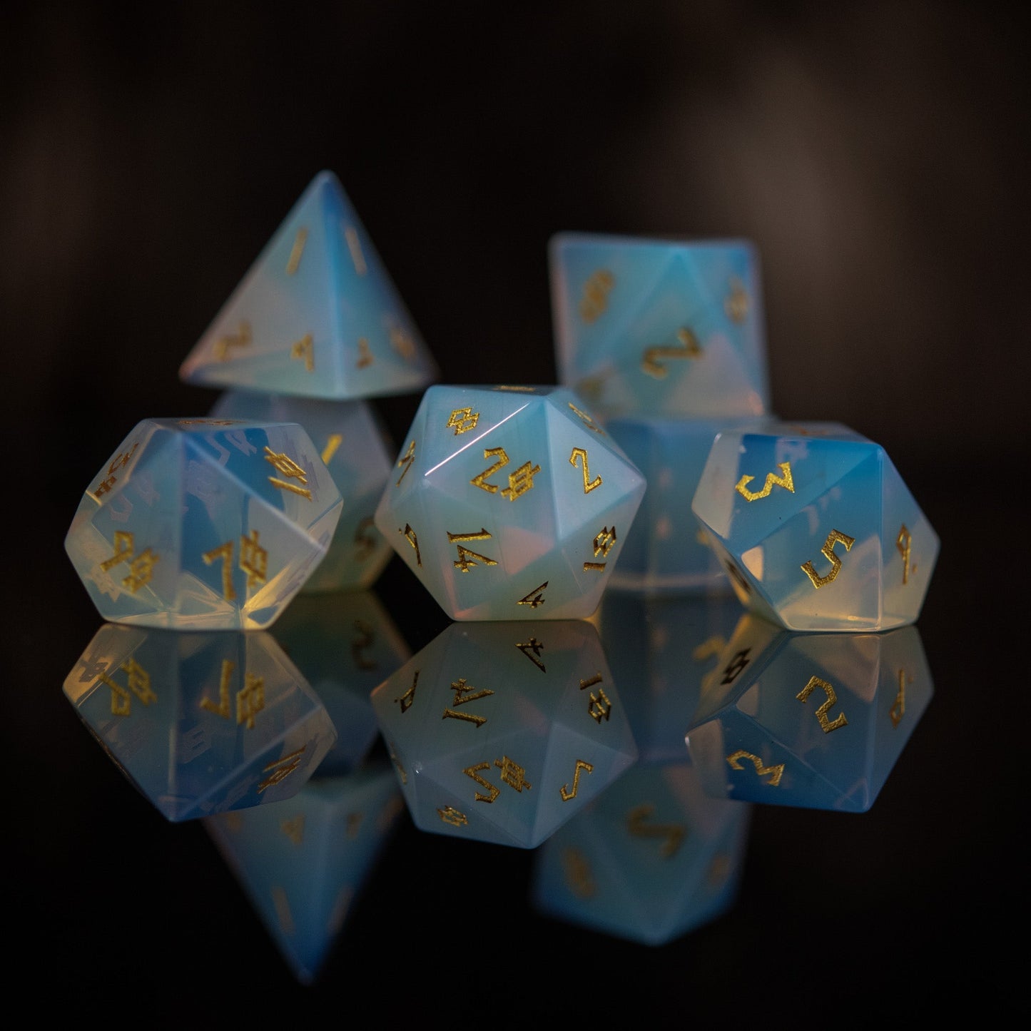 Opalite Stone Dice Set Misty Mountain Gaming