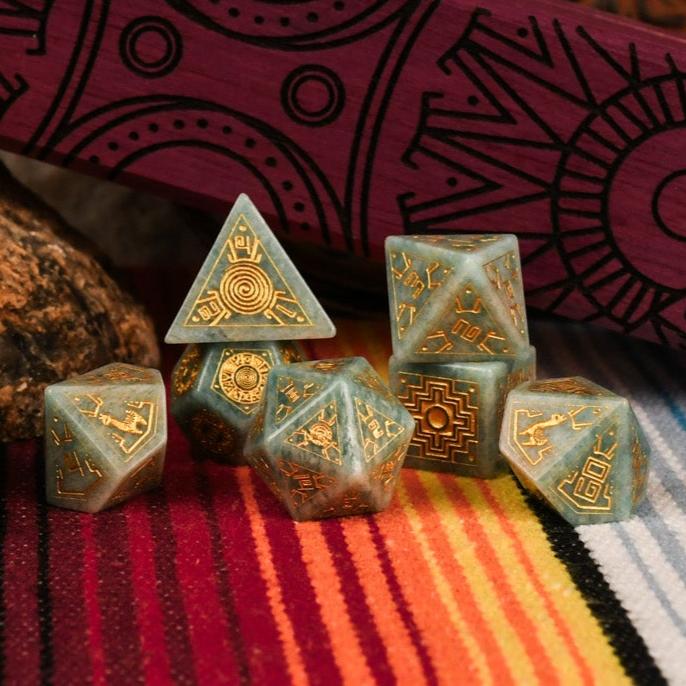Peruvian Amazonite Stone Dice Set - Dice Around the World Collection Misty Mountain Gaming