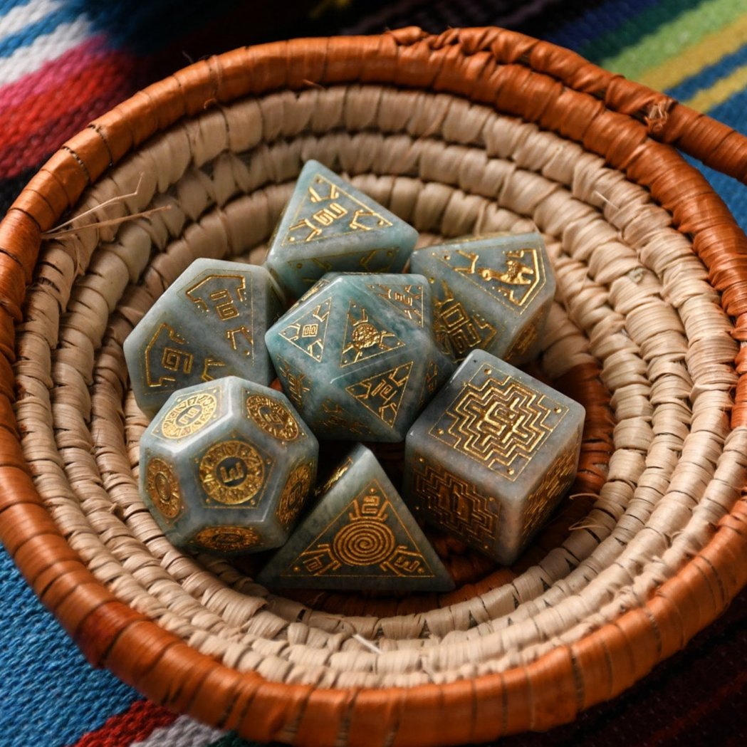 Peruvian Amazonite Stone Dice Set - Dice Around the World Collection Misty Mountain Gaming