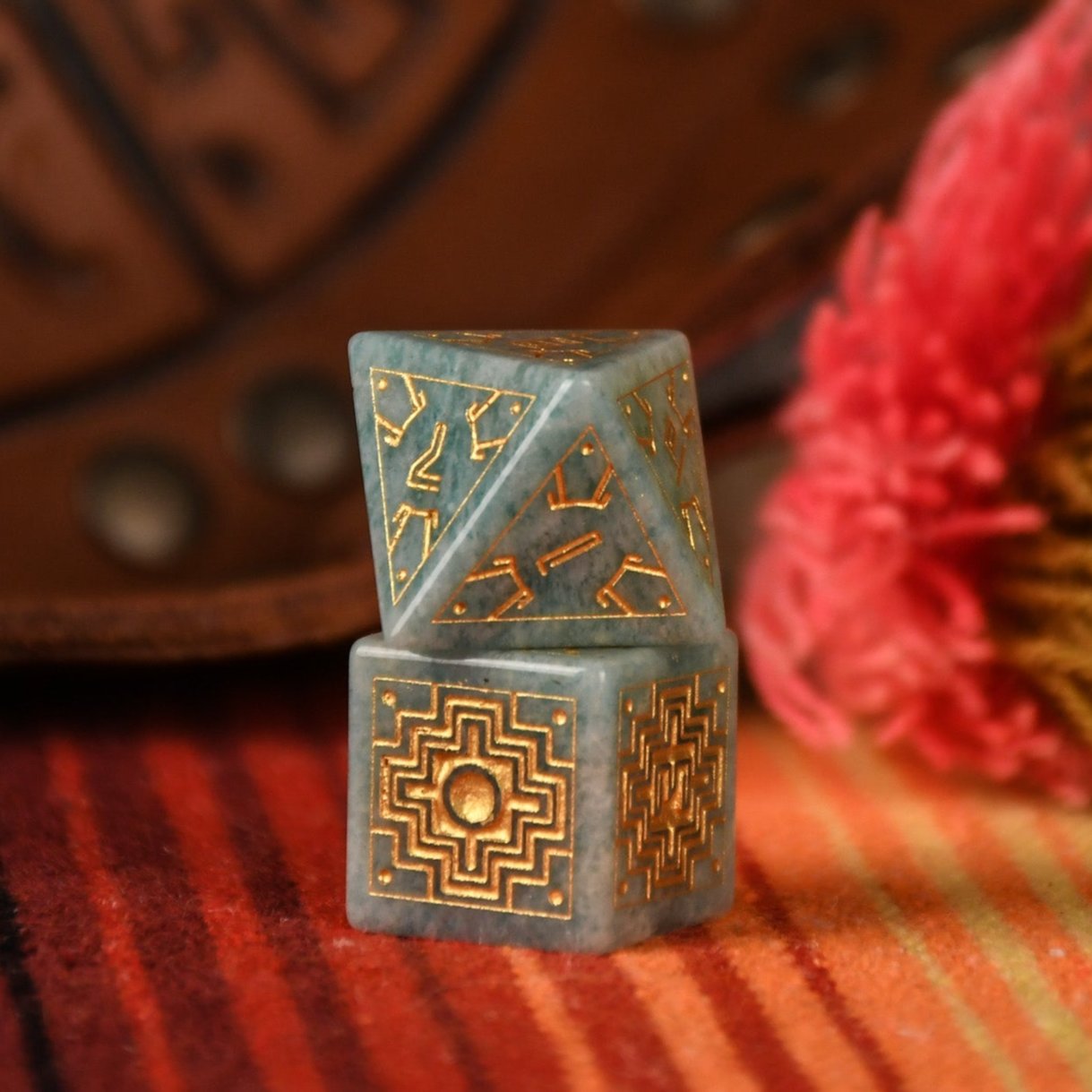Peruvian Amazonite Stone Dice Set - Dice Around the World Collection Misty Mountain Gaming