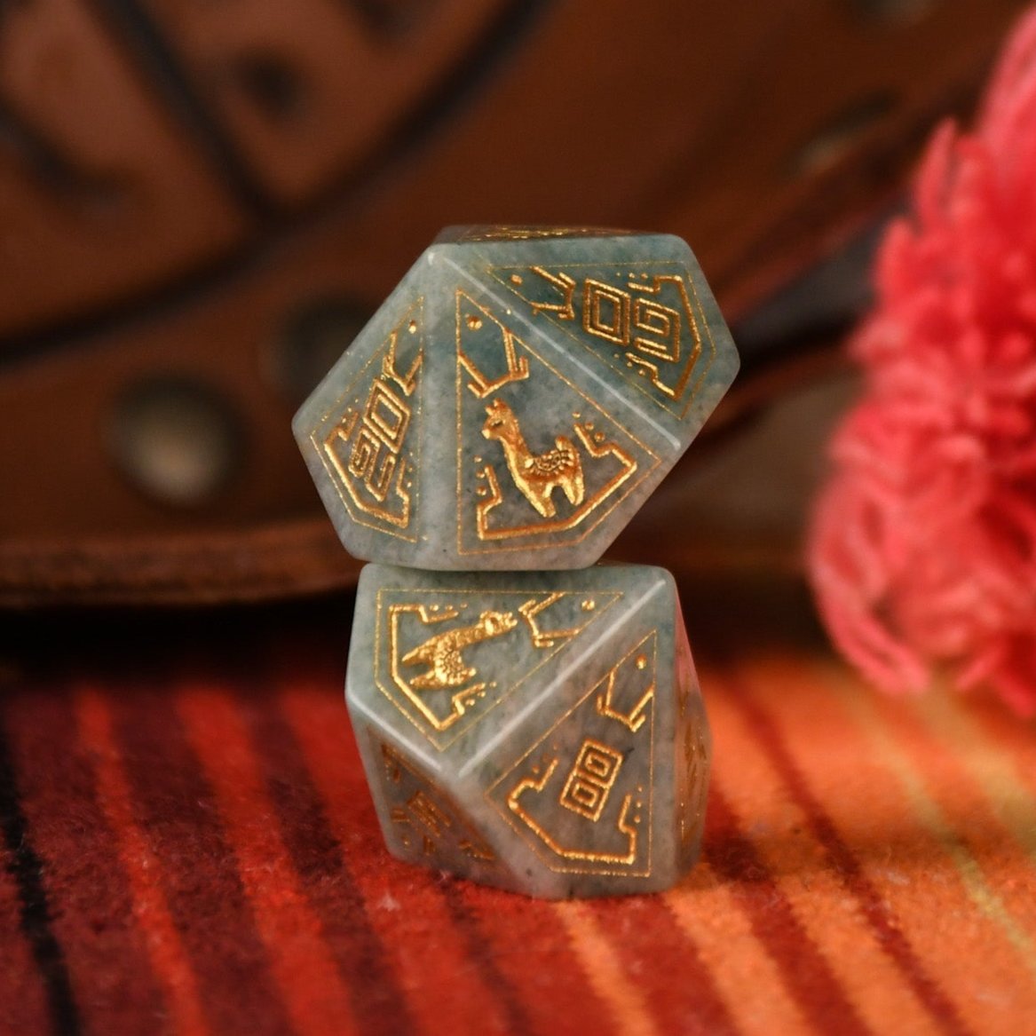 Peruvian Amazonite Stone Dice Set - Dice Around the World Collection Misty Mountain Gaming