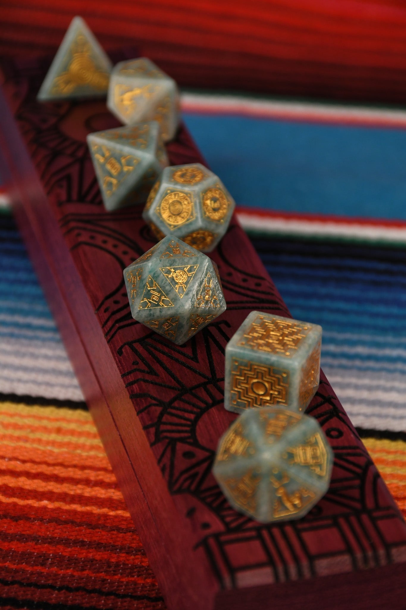 Peruvian Amazonite Stone Dice Set - Dice Around the World Collection Misty Mountain Gaming