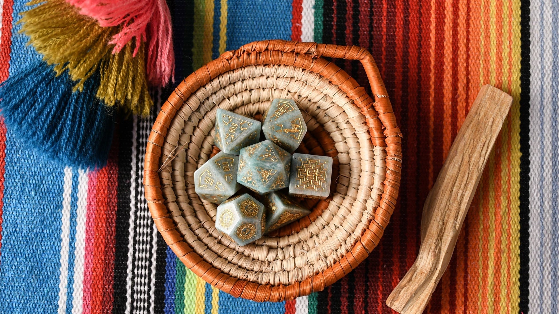 Peruvian Amazonite Stone Dice Set - Dice Around the World Collection Misty Mountain Gaming
