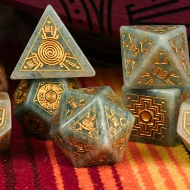 Peruvian Amazonite Stone Dice Set - Dice Around the World Collection Misty Mountain Gaming