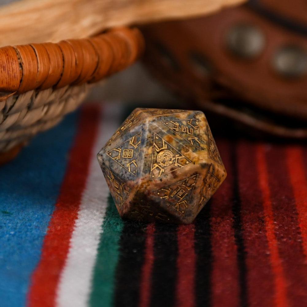 Peruvian Leopard Jasper Stone Dice Set - Dice Around the World Collection Misty Mountain Gaming