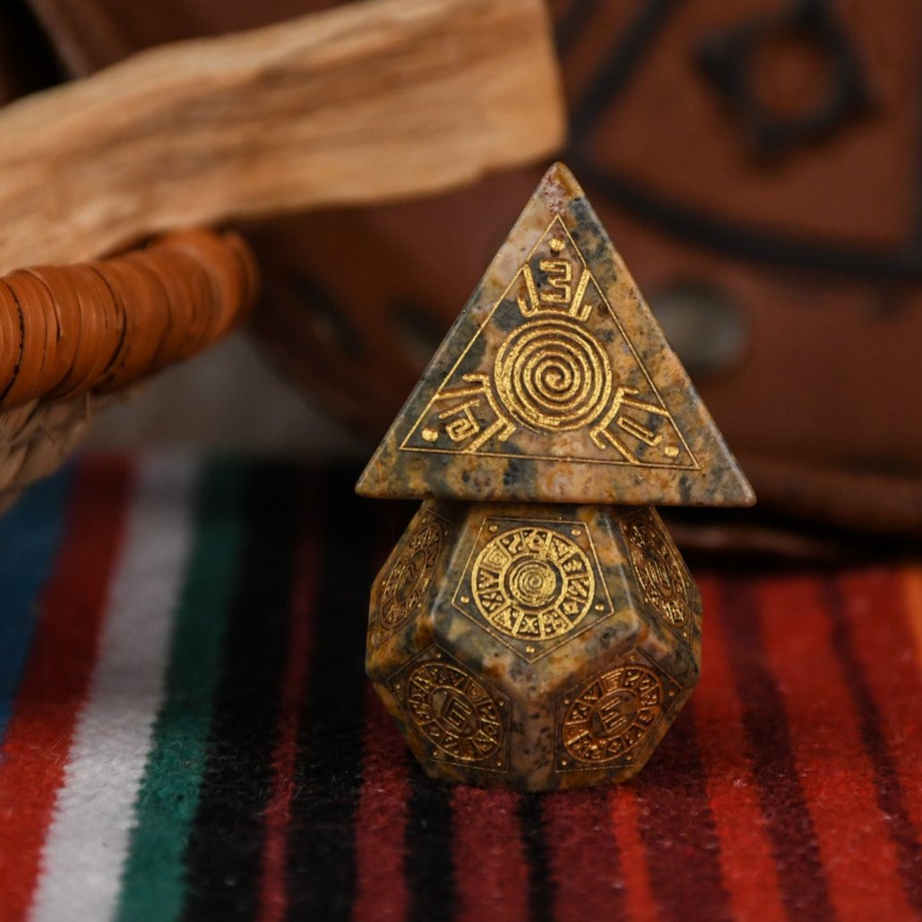 Peruvian Leopard Jasper Stone Dice Set - Dice Around the World Collection Misty Mountain Gaming