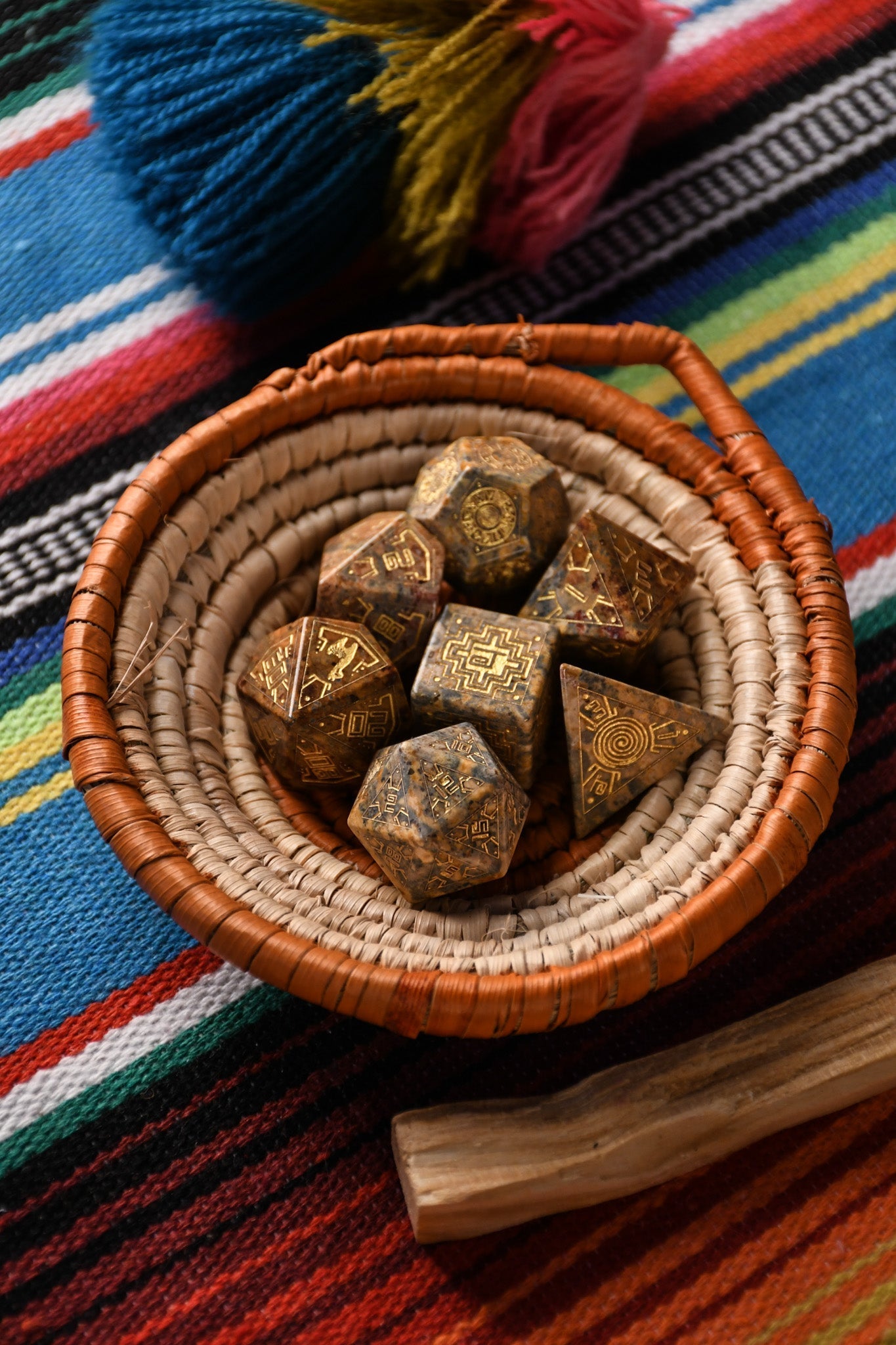 Peruvian Leopard Jasper Stone Dice Set - Dice Around the World Collection Misty Mountain Gaming