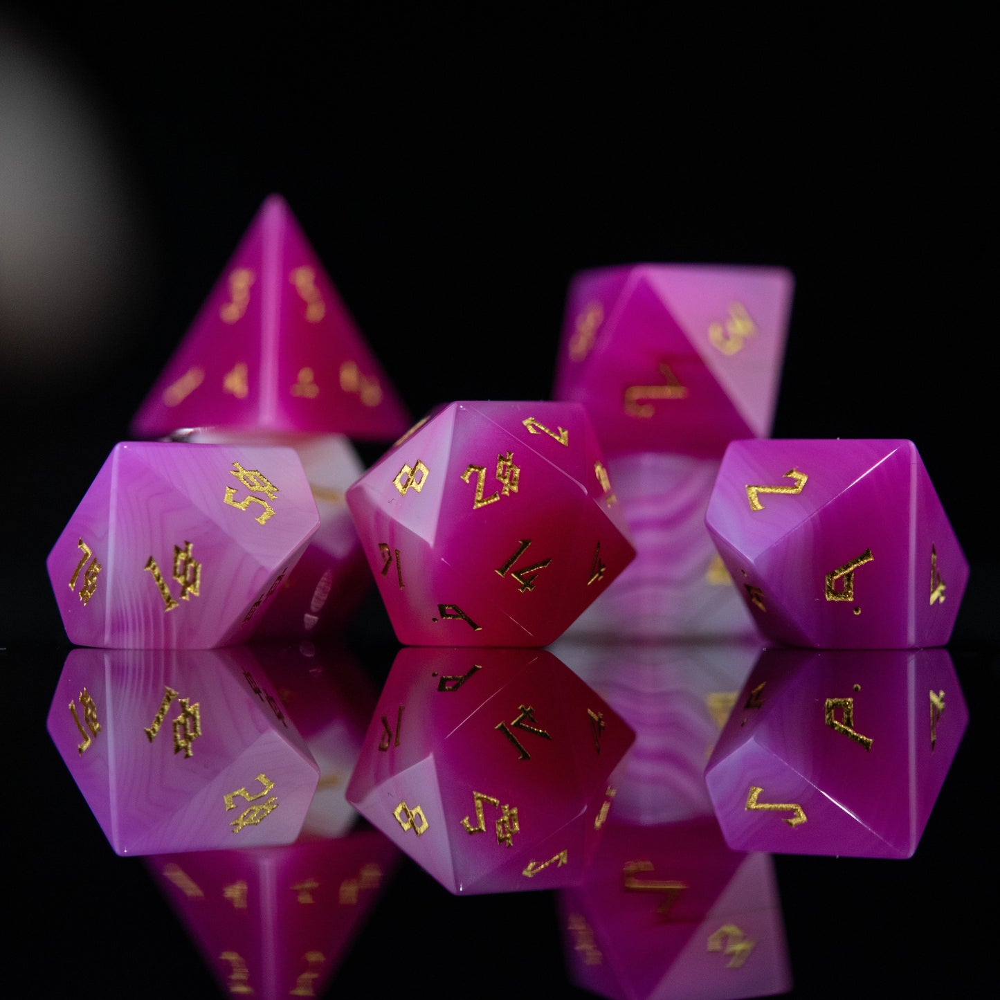 Pink Agate Stone Dice Set Misty Mountain Gaming
