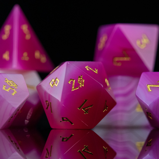 Pink Agate Stone Dice Set Misty Mountain Gaming