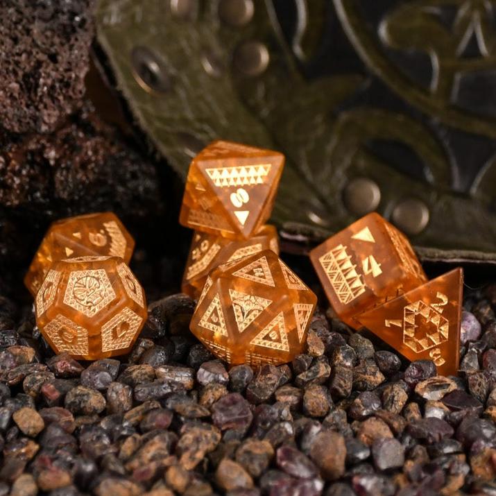 Polynesian Lava Glass Dice Set - Dice Around the World Collection Misty Mountain Gaming
