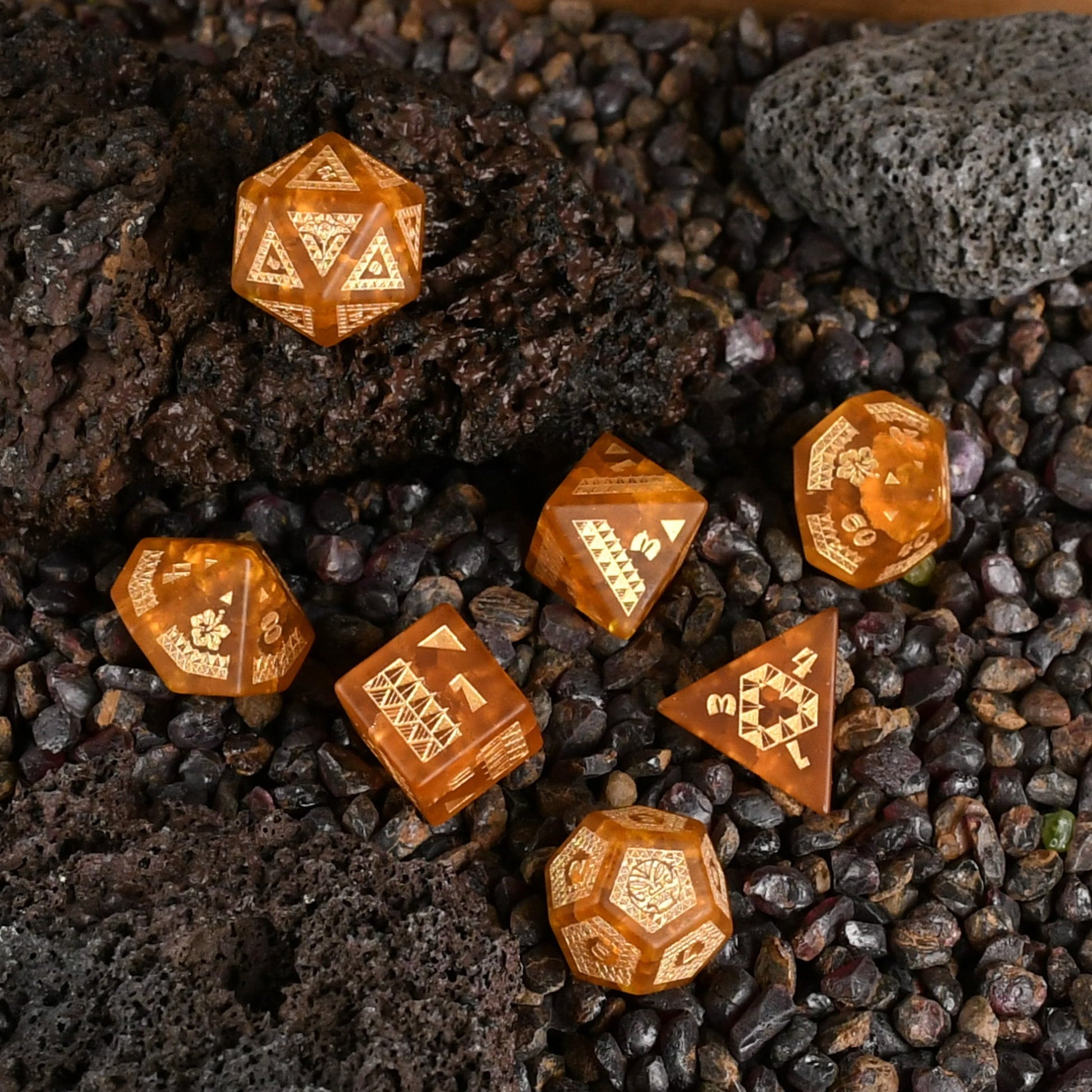 Polynesian Lava Glass Dice Set - Dice Around the World Collection Misty Mountain Gaming