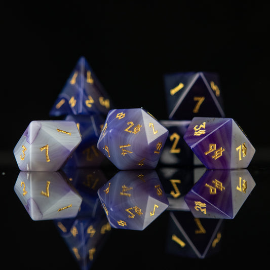 Purple Agate Stone Dice Set Misty Mountain Gaming