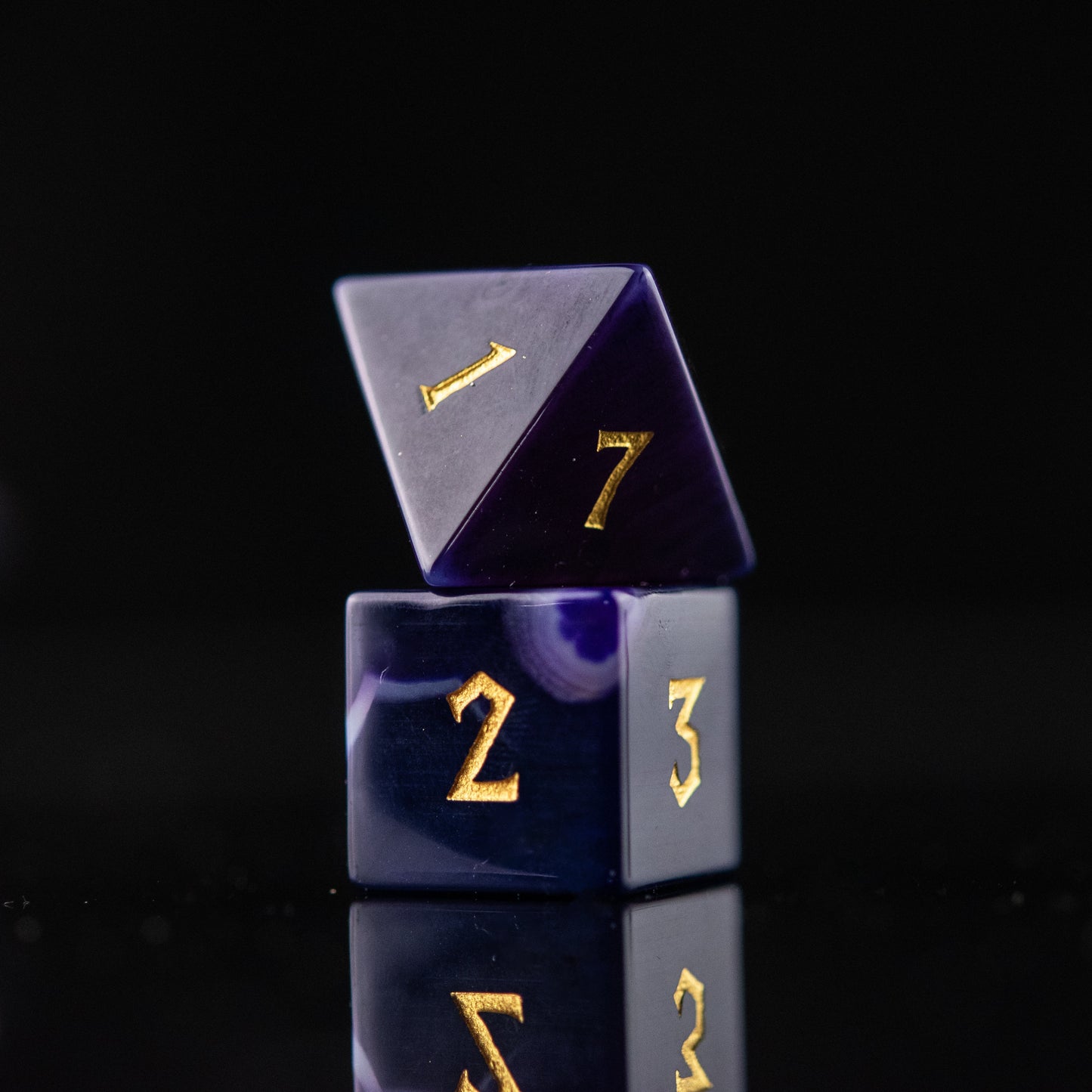 Purple Agate Stone Dice Set Misty Mountain Gaming