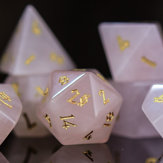Rose Quartz Stone Dice Set Misty Mountain Gaming