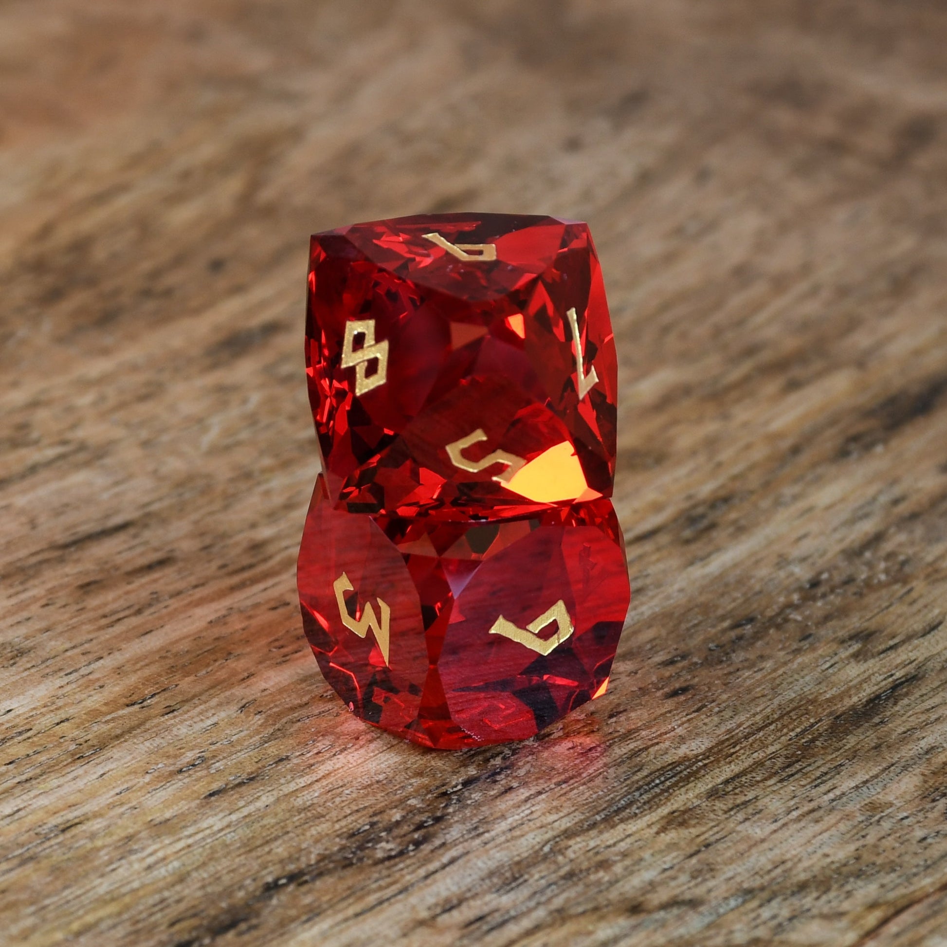 Ruby Multifaceted Glass Dice Set Misty Mountain Gaming