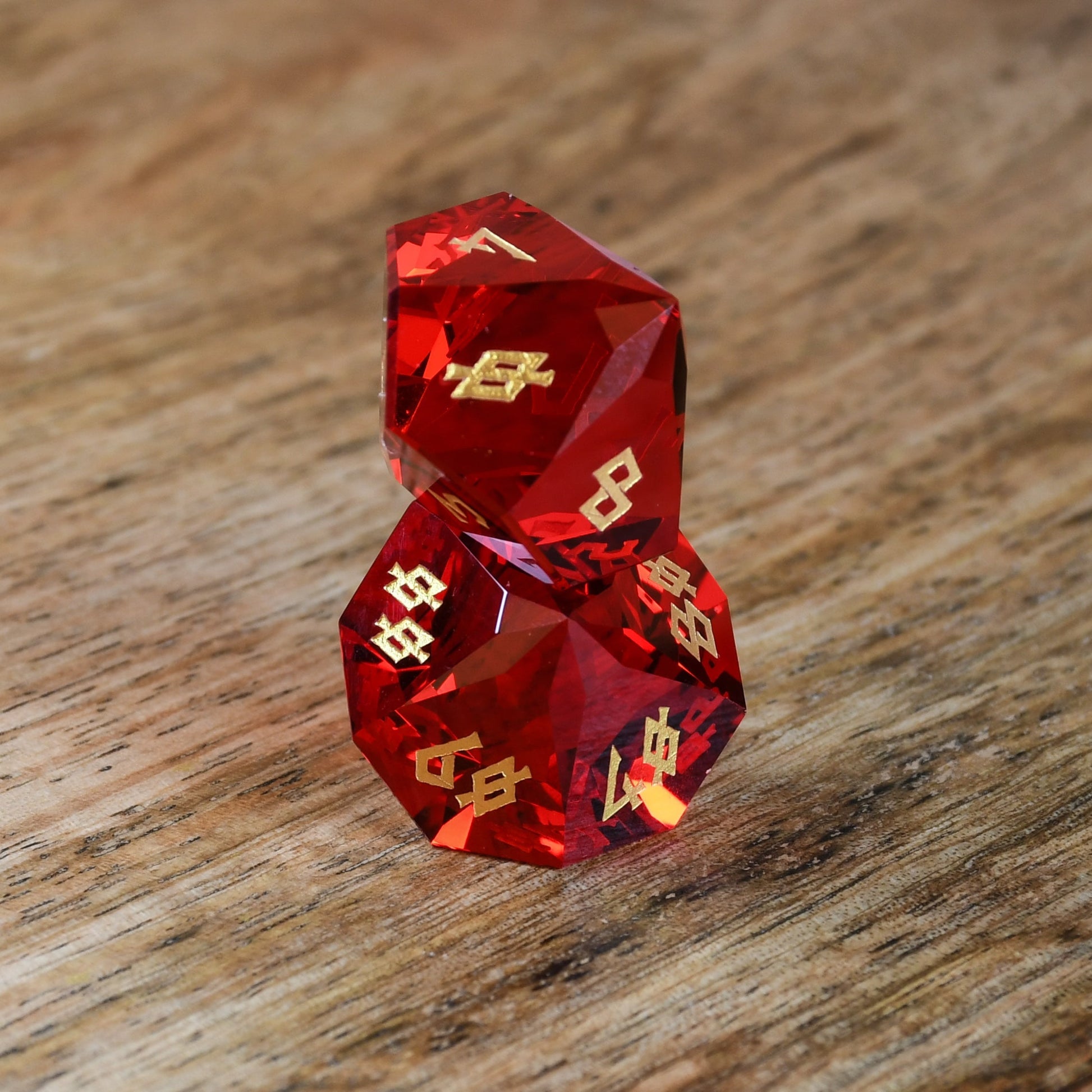 Ruby Multifaceted Glass Dice Set Misty Mountain Gaming