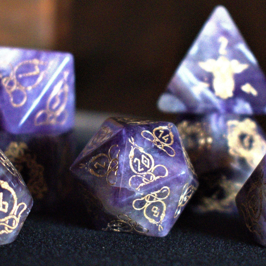 Serpent of Midgard Amethyst Dice Set Misty Mountain Gaming