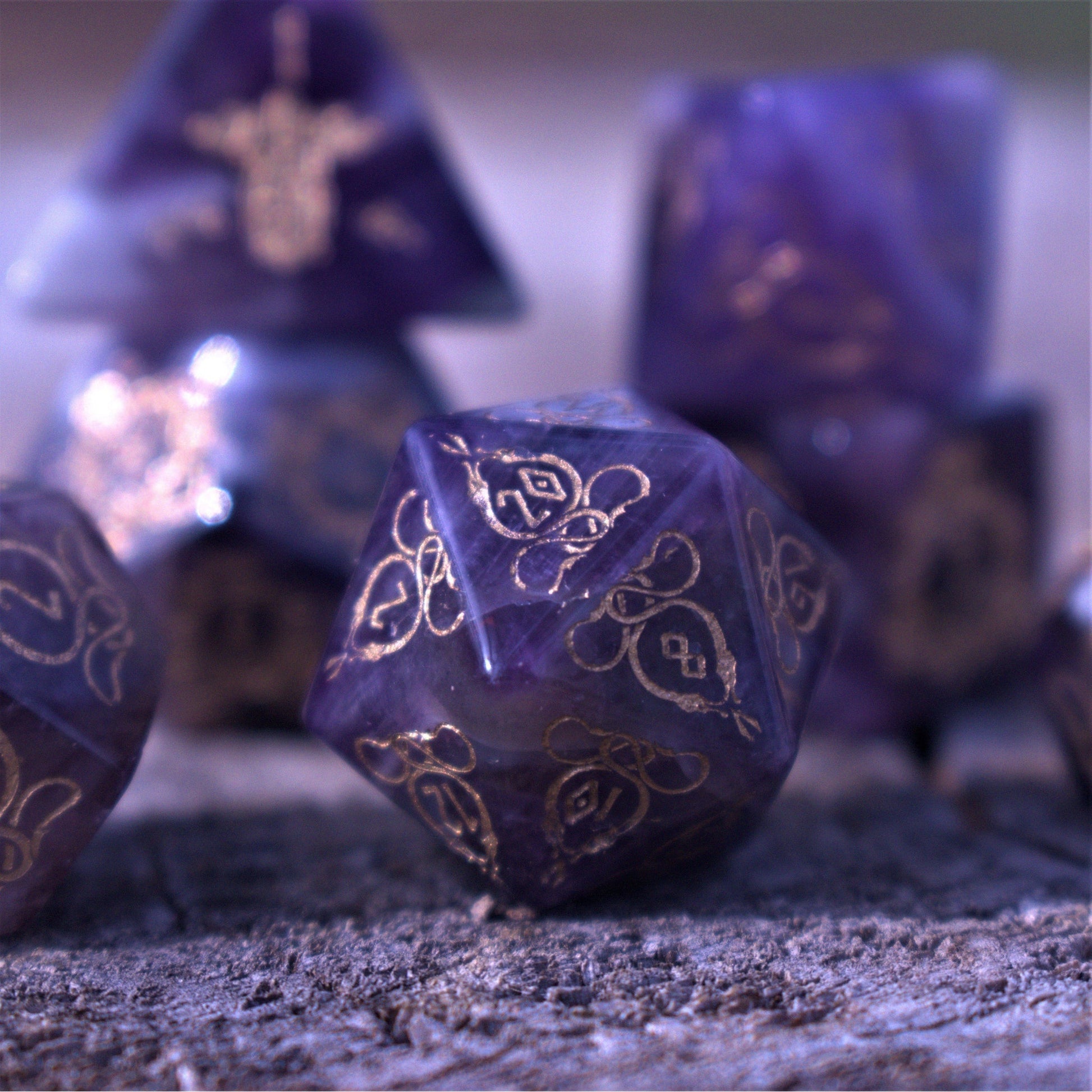Serpent of Midgard Amethyst Dice Set Misty Mountain Gaming