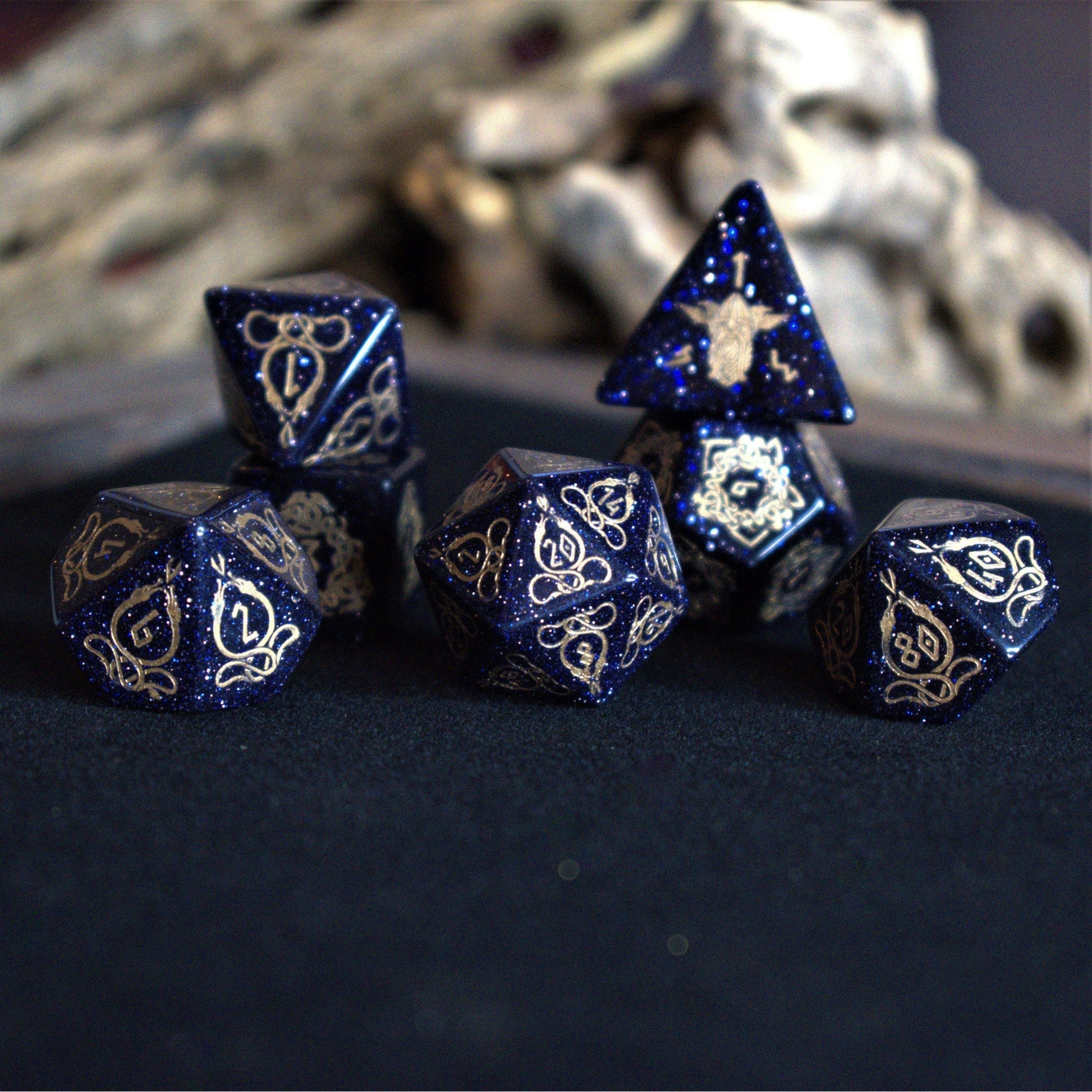 Serpent of Midgard Blue Sandstone Dice Set Misty Mountain Gaming