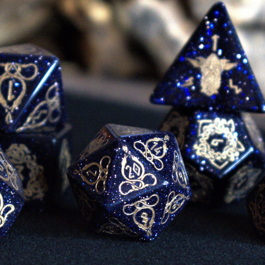 Serpent of Midgard Blue Sandstone Dice Set Misty Mountain Gaming