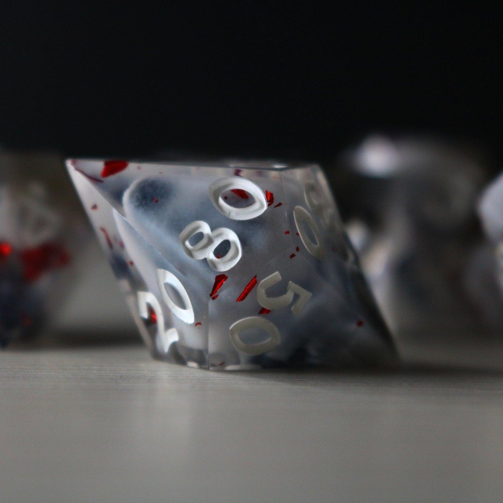 Smoke And Blood Handmade Resin DND Dice Set Runic Dice