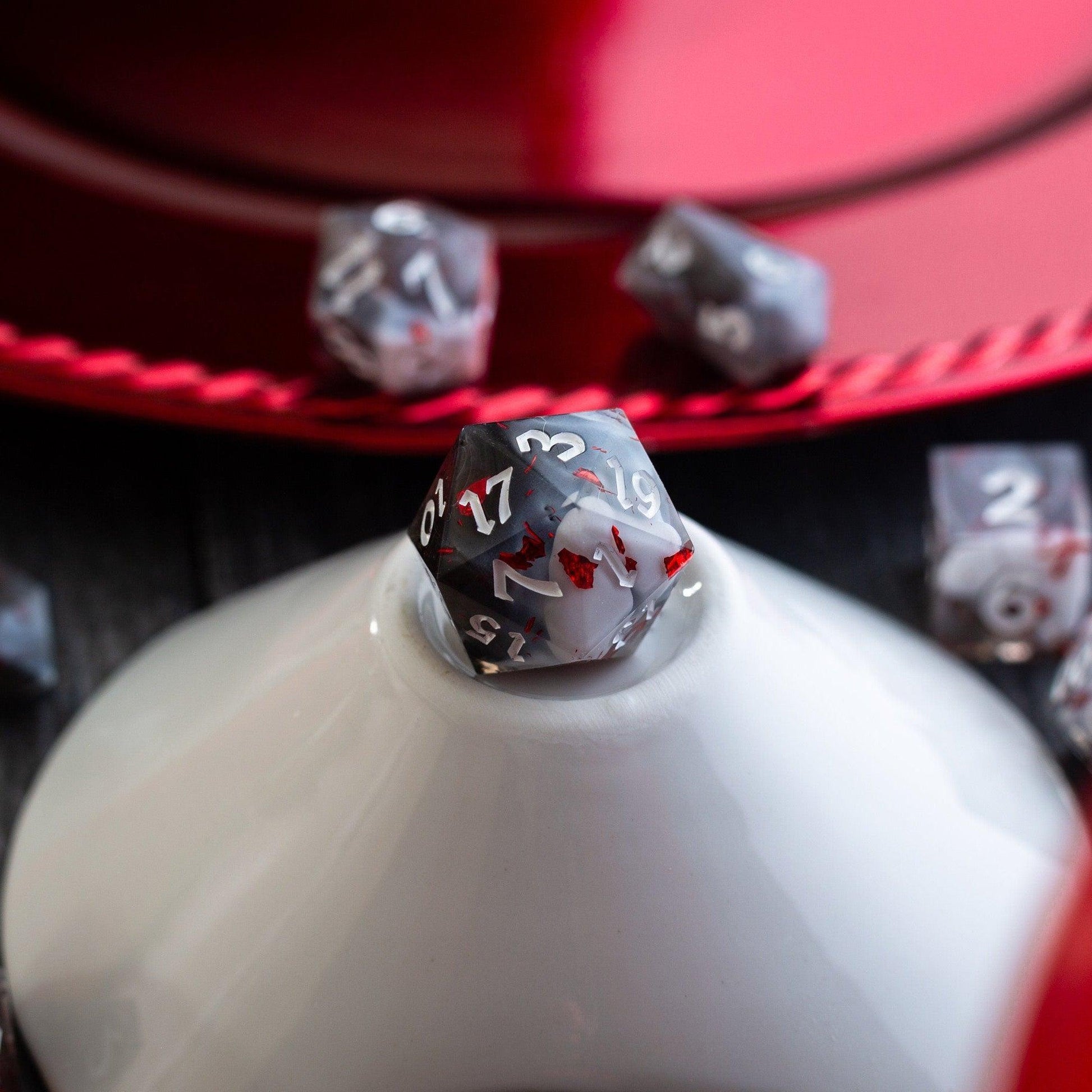 Smoke And Blood Handmade Resin DND Dice Set Runic Dice