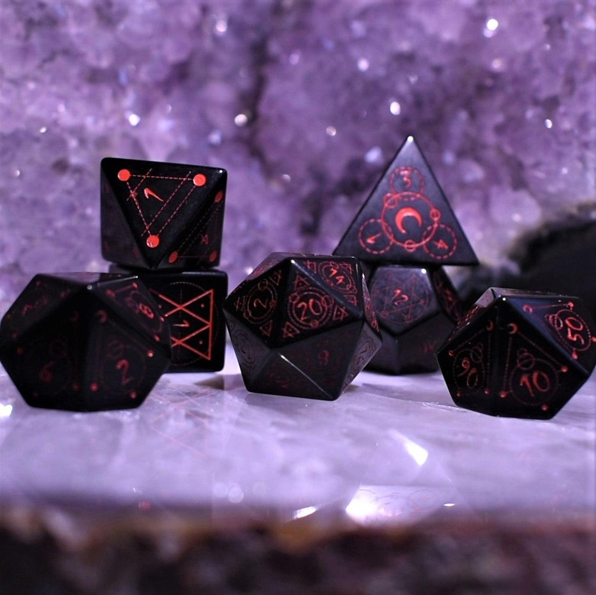 Spellcaster Obsidian Stone Dice Misty Mountain Gaming
