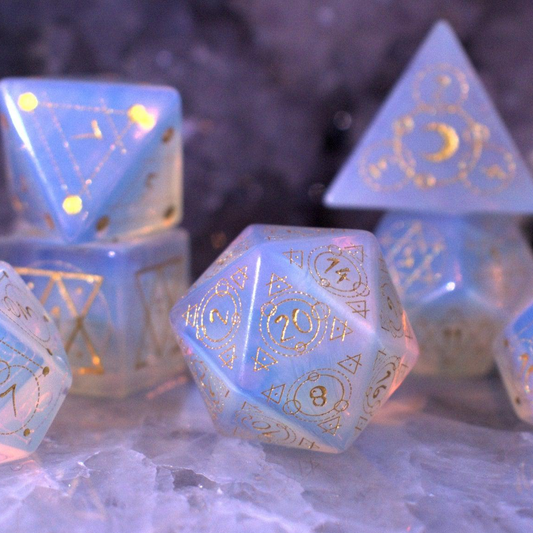 Spellcaster Opalite Stone Dice Set Misty Mountain Gaming