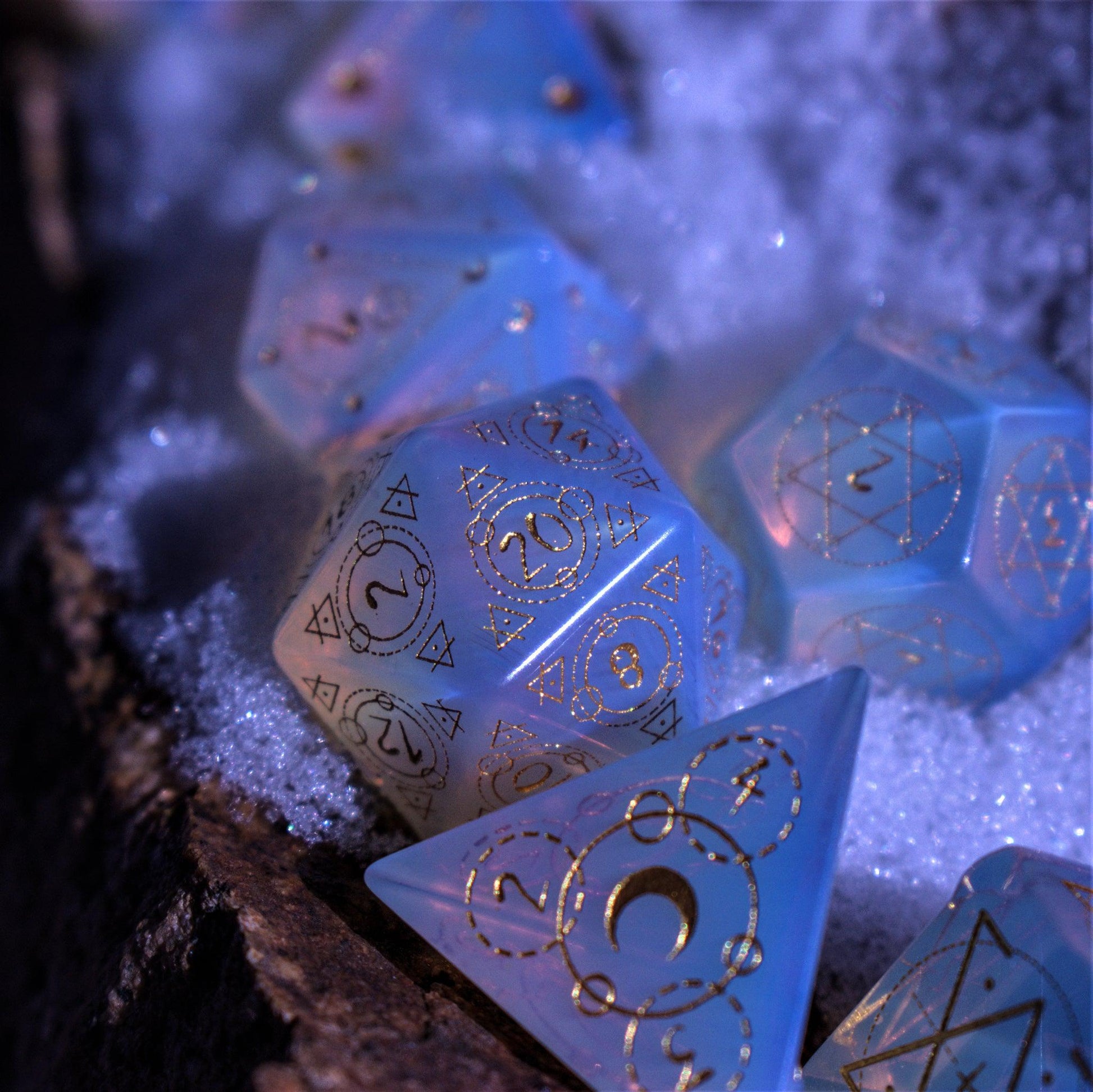 Spellcaster Opalite Stone Dice Set Misty Mountain Gaming