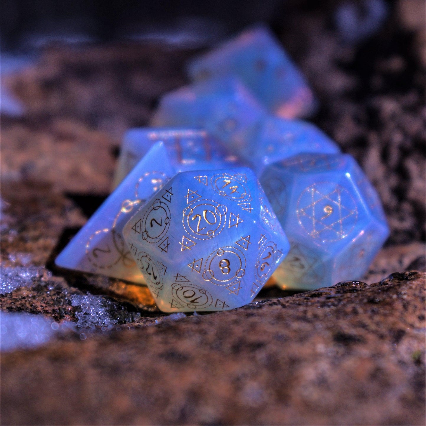 Spellcaster Opalite Stone Dice Set Misty Mountain Gaming