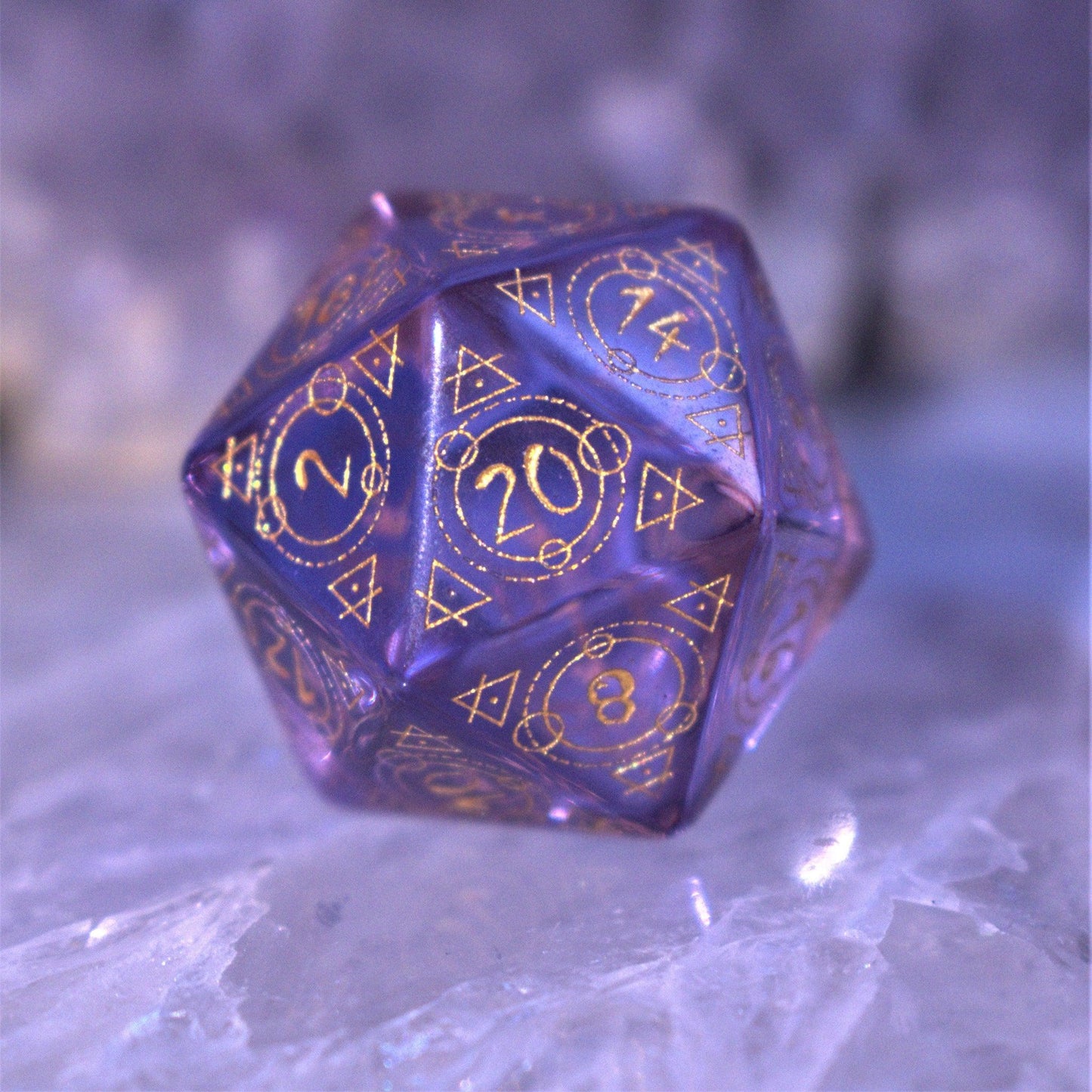Spellcaster Purple Glass Dice Set Misty Mountain Gaming