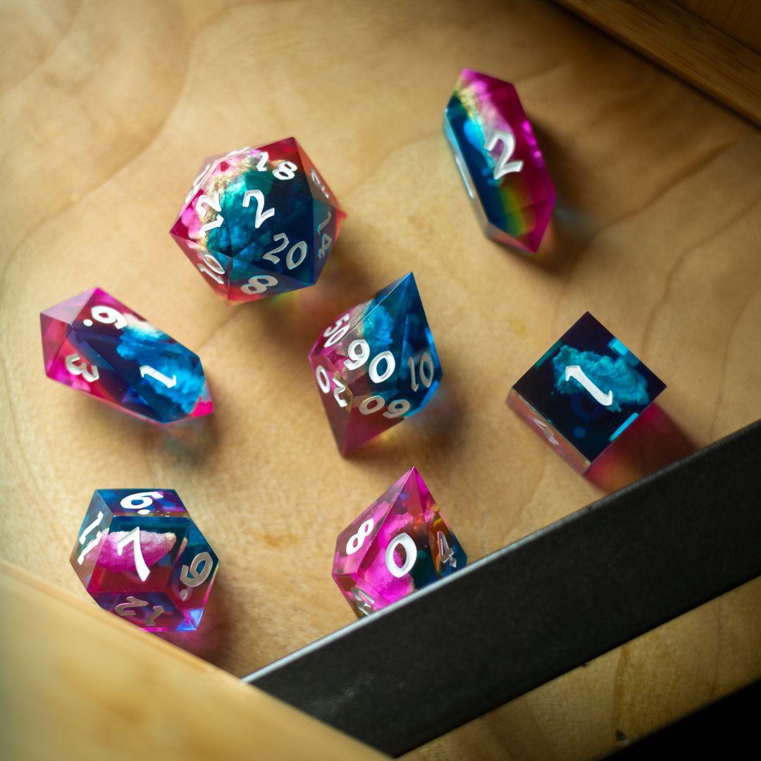 Starlit Rift Resin DND Dice Set Runic Dice