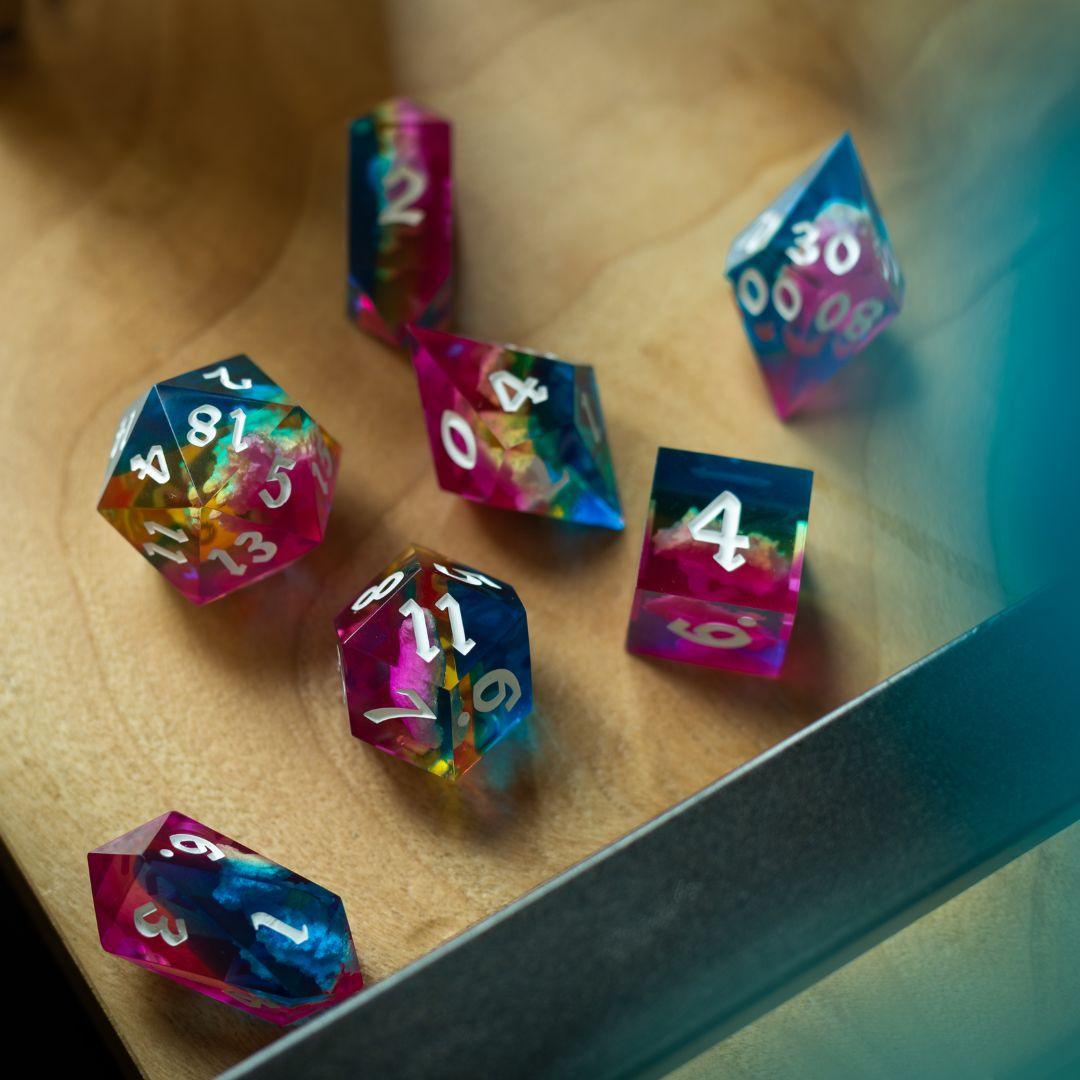 Starlit Rift Resin DND Dice Set Runic Dice