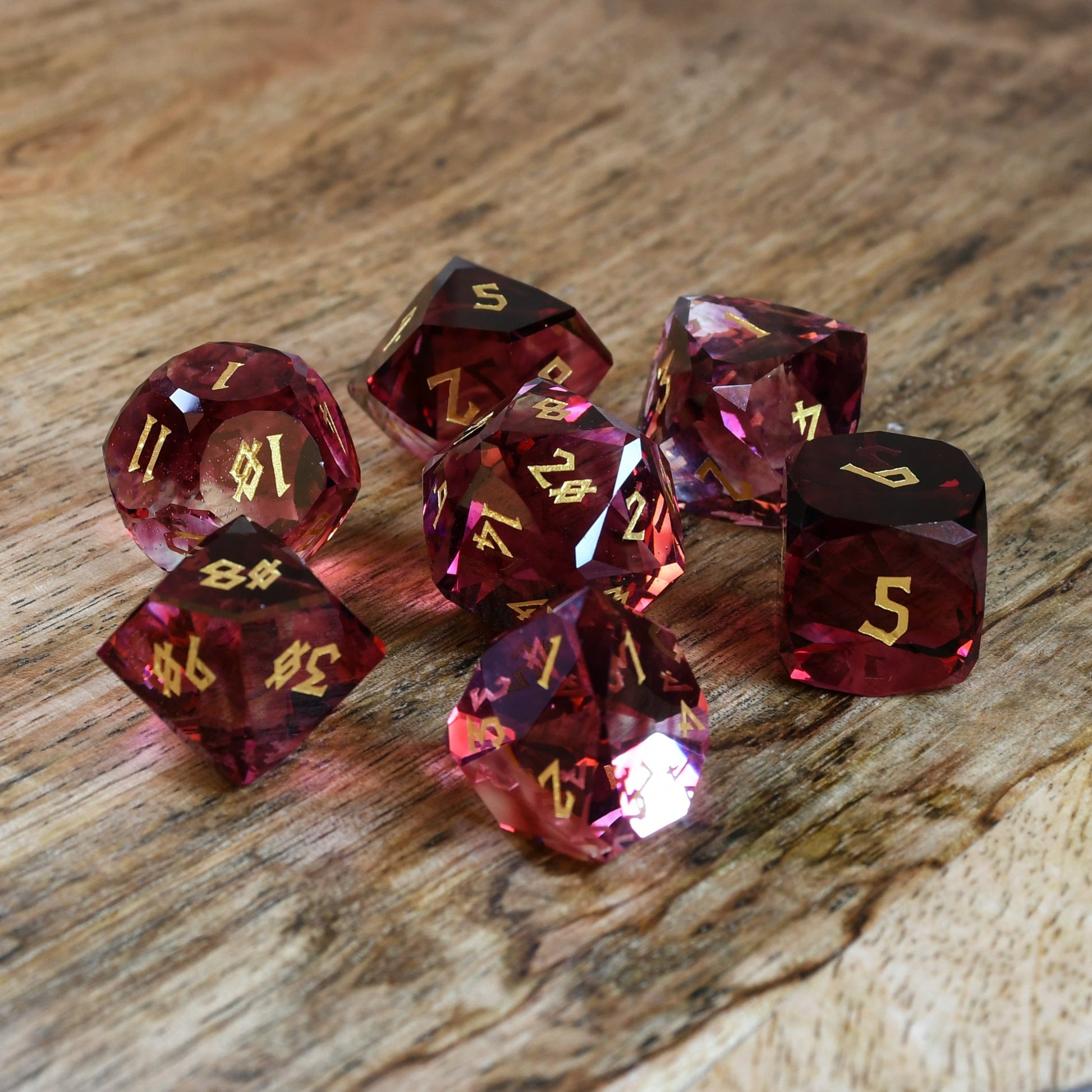 Strawberry Multifaceted Glass Dice Set Misty Mountain Gaming