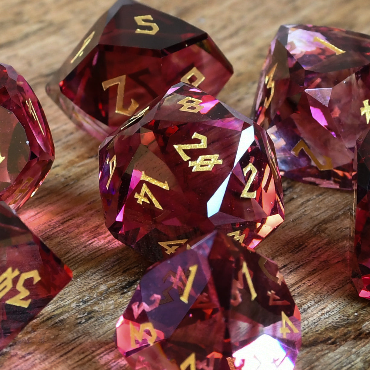 Strawberry Multifaceted Glass Dice Set Misty Mountain Gaming