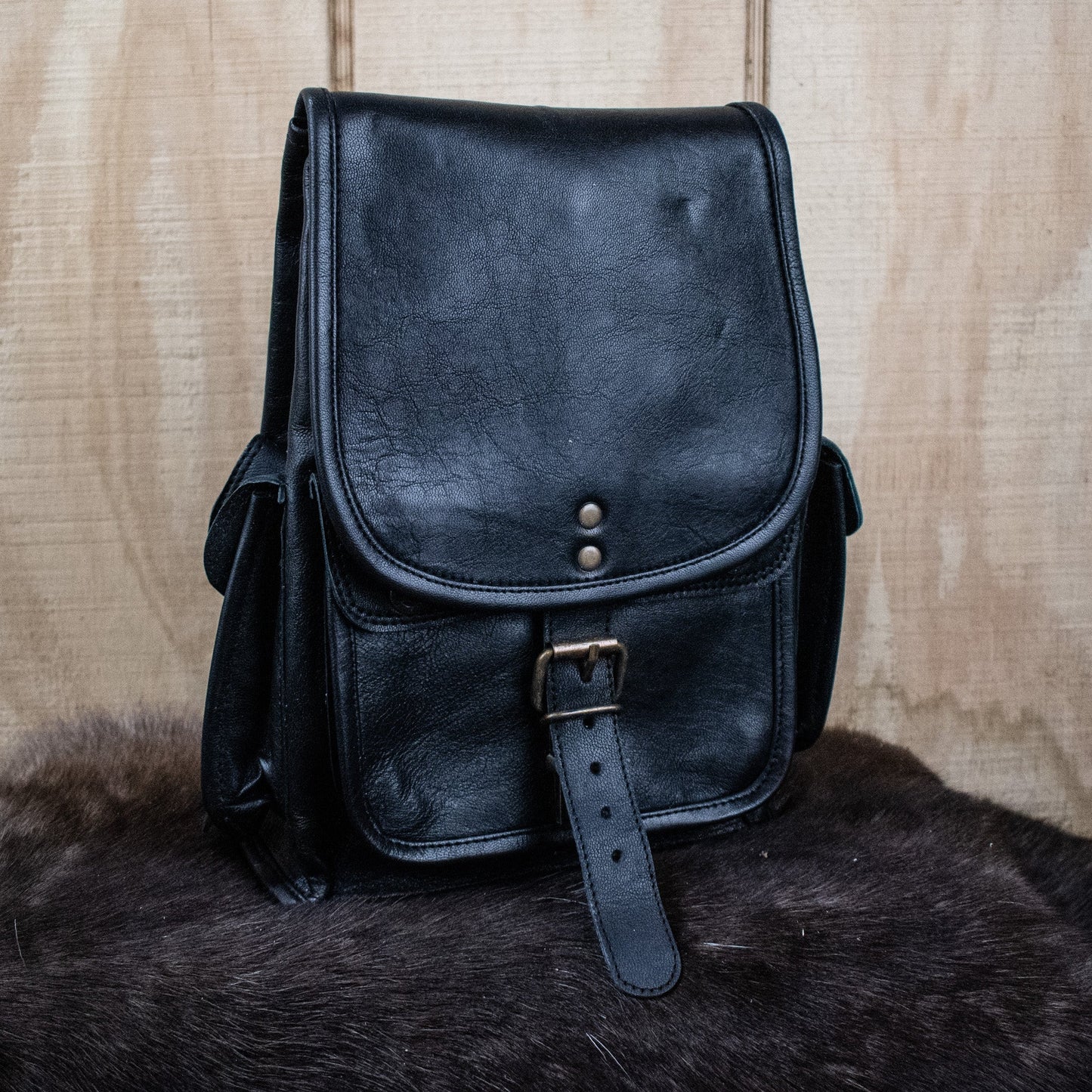 "The Cottage" Leather Mini Backpack - Black Misty Mountain Gaming