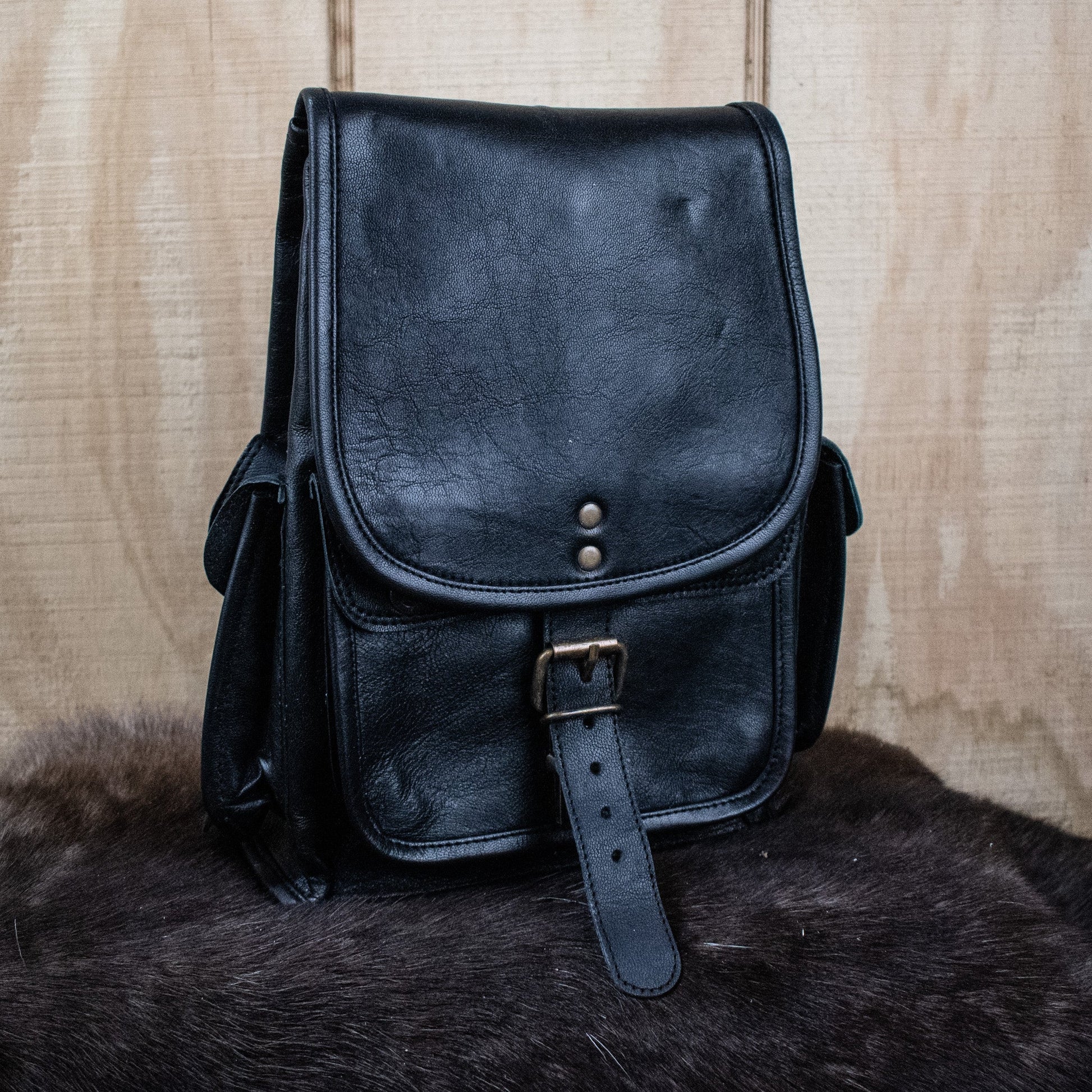 "The Cottage" Leather Mini Backpack - Black Misty Mountain Gaming