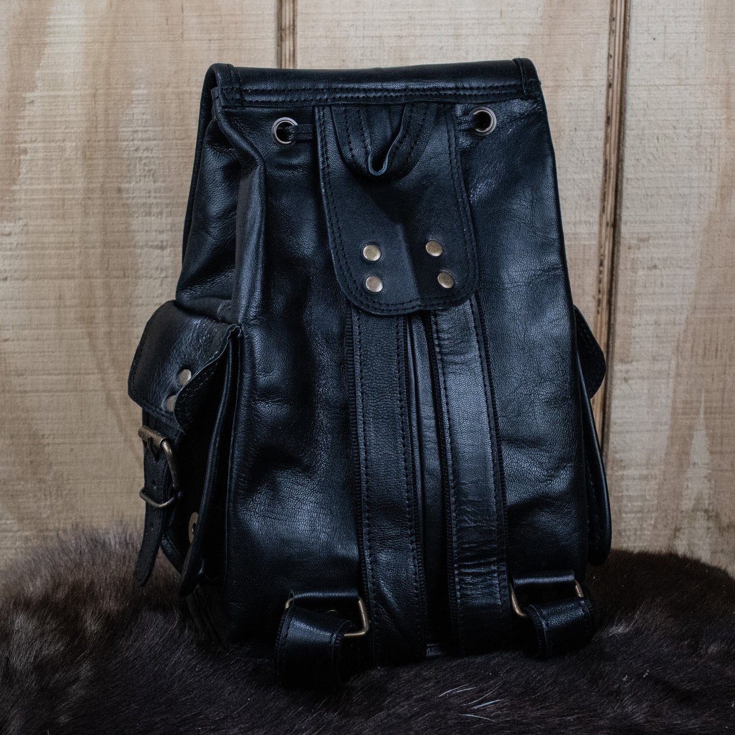 "The Cottage" Leather Mini Backpack - Black Misty Mountain Gaming